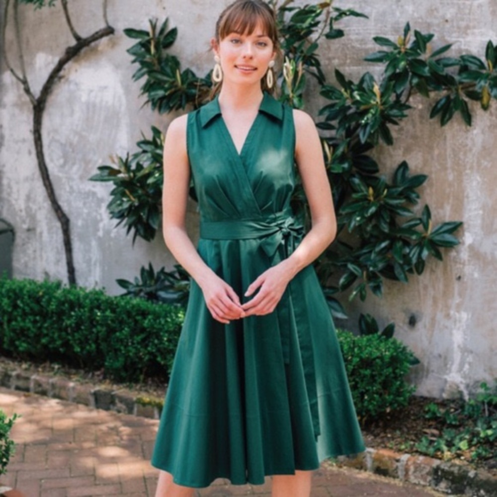 Gal Meets Glam green Heather wrap dress
